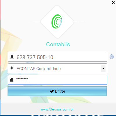 Acesso ao SIAFIC Contabilis: login (CPF) e empresa contábil (ECONTAP)